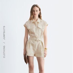 & Other Stories Cream High-Waist Belted Shorts